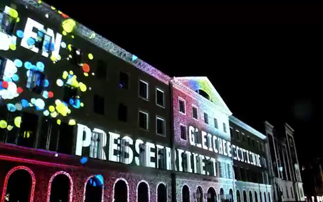 Lichtprojektion zum 75. Geburtstag des Landes Hessen