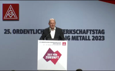 Bundeskanzler besucht Gewerkschaftstag in Frankfurt
