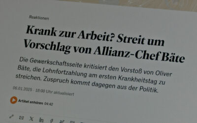 Diskussion über Lohnfortzahlung am ersten Krankheitstag