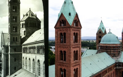 Senkrechte Fotokunst am Dom zu Speyer